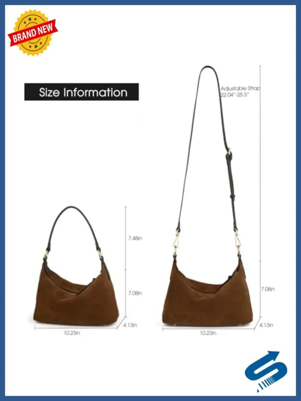 Real Cowhide Suede Slouchy Crescent Hobo Bag Shoulder Satchel Tote